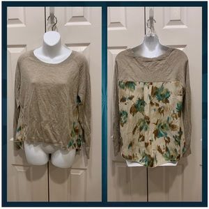 Tan and floral sweater top